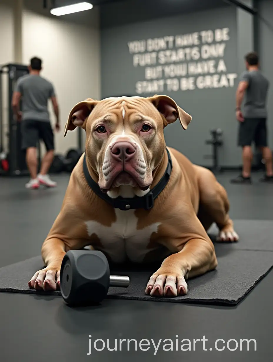 Overweight-Pit-Bull-Attempting-PushUp-in-Gym-with-Motivational-Quote