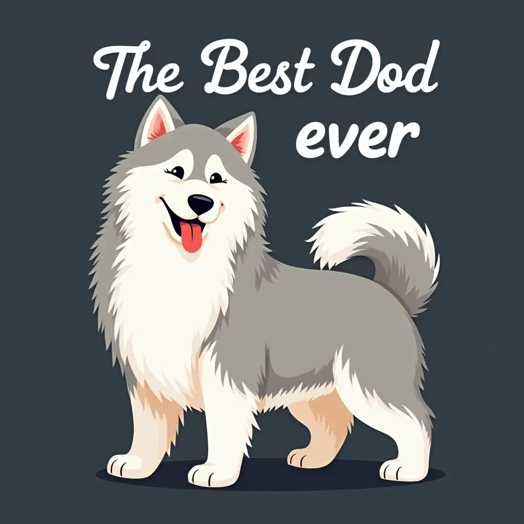 Cheerful-Large-Fluffy-Dog-with-The-Best-Dog-Dad-Ever-Message