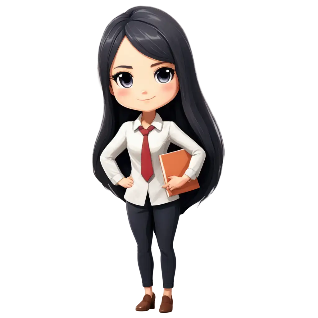 Female-Teacher-with-Long-Black-Hair-Chibi-Design-PNG-Image