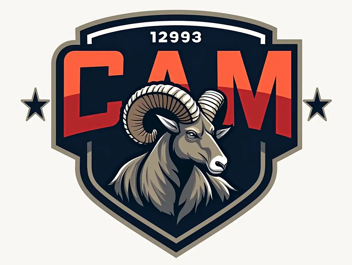 a logo that says cam and has a ram inside