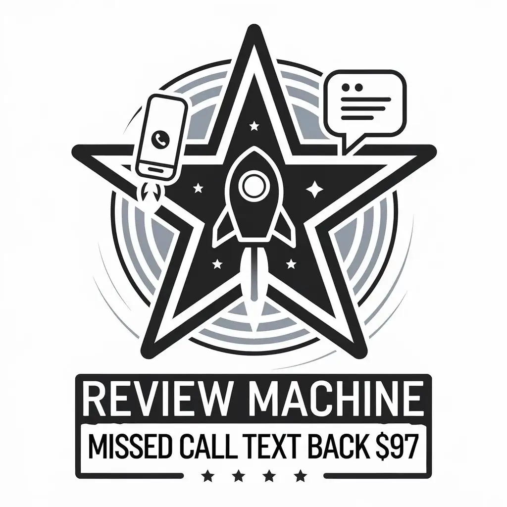 LOGO Design for Review Machine Star Reviews Rocket Ship and Cell Phone Theme