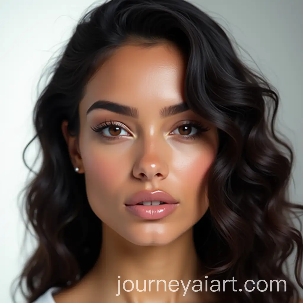 Realistic-Studio-Portrait-of-a-26YearOld-Woman-with-Curly-Black-Hair