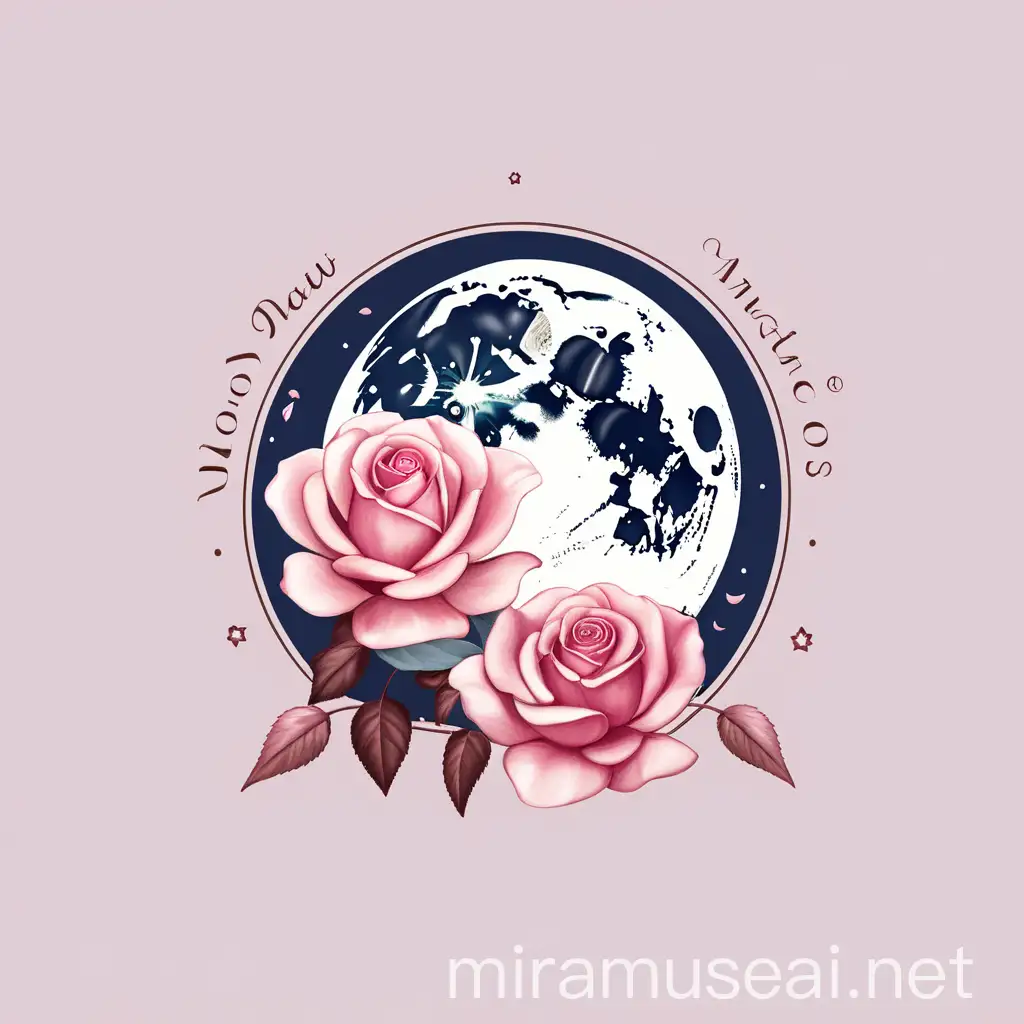 Moonlit Petals Logo Design with Moon and Rose Petals