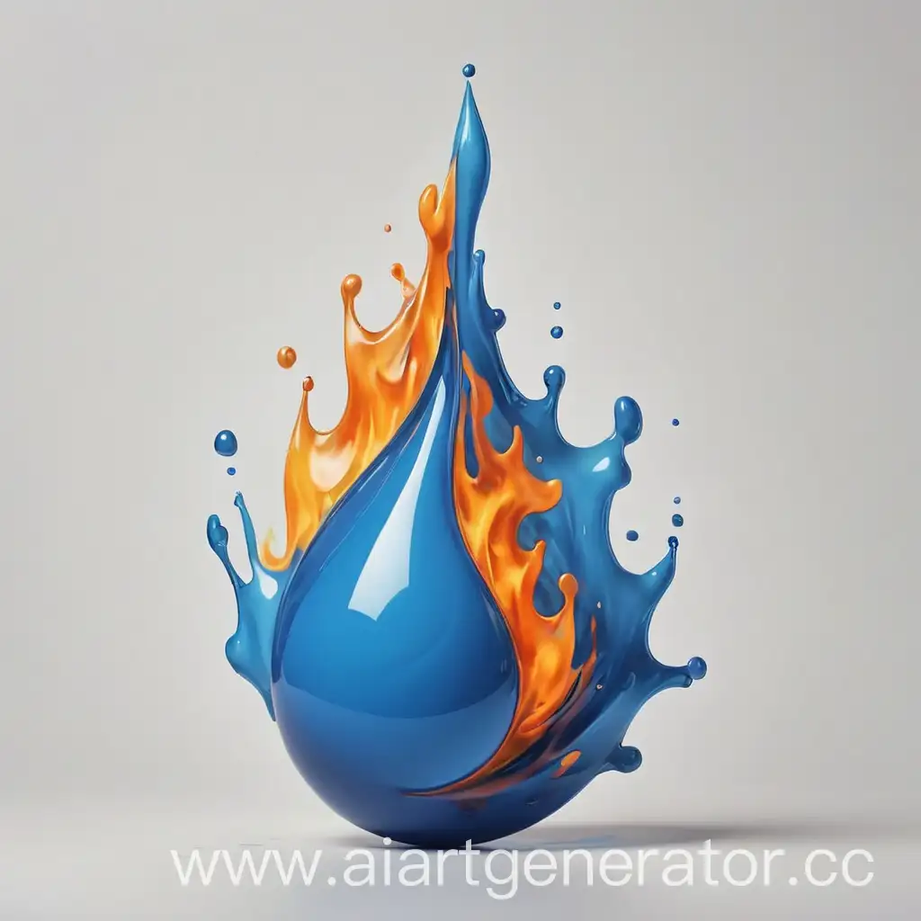 logotype of blue color , oil drop in fire on white background