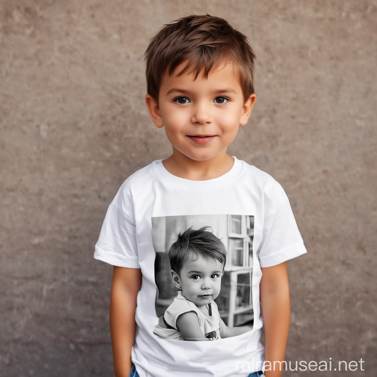 Adorable Child in Custom Photo Print White TShirt