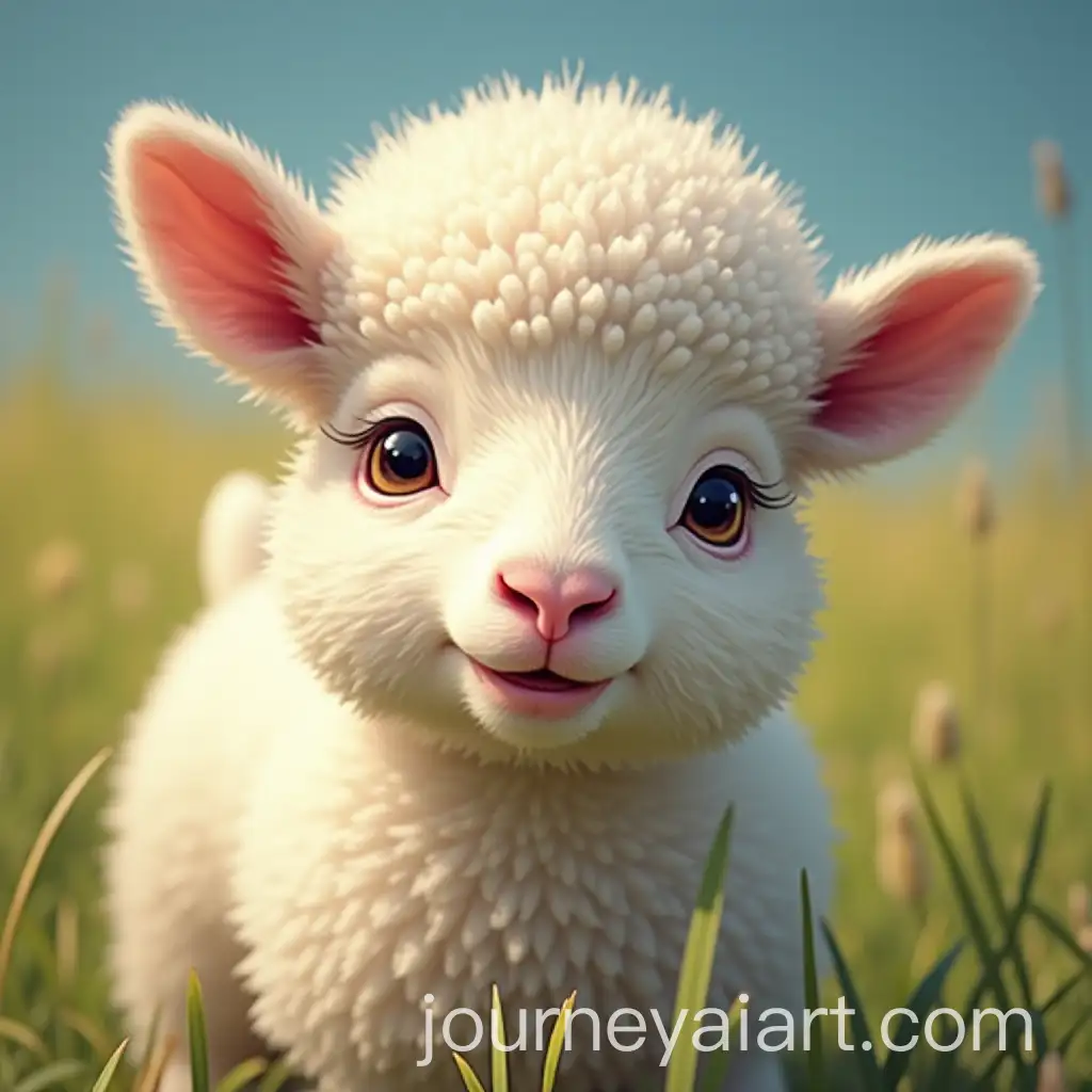Fluffy-Goat-in-a-Peaceful-Pastoral-Setting