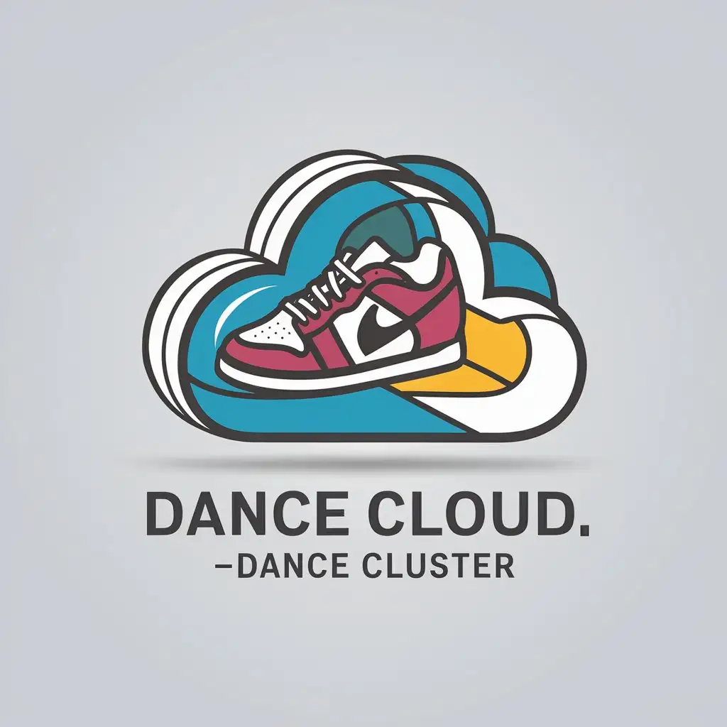 LOGO Design for Dance CloudnDance Cluster 3D Cloud with Sneakers in Multicolored Complexity