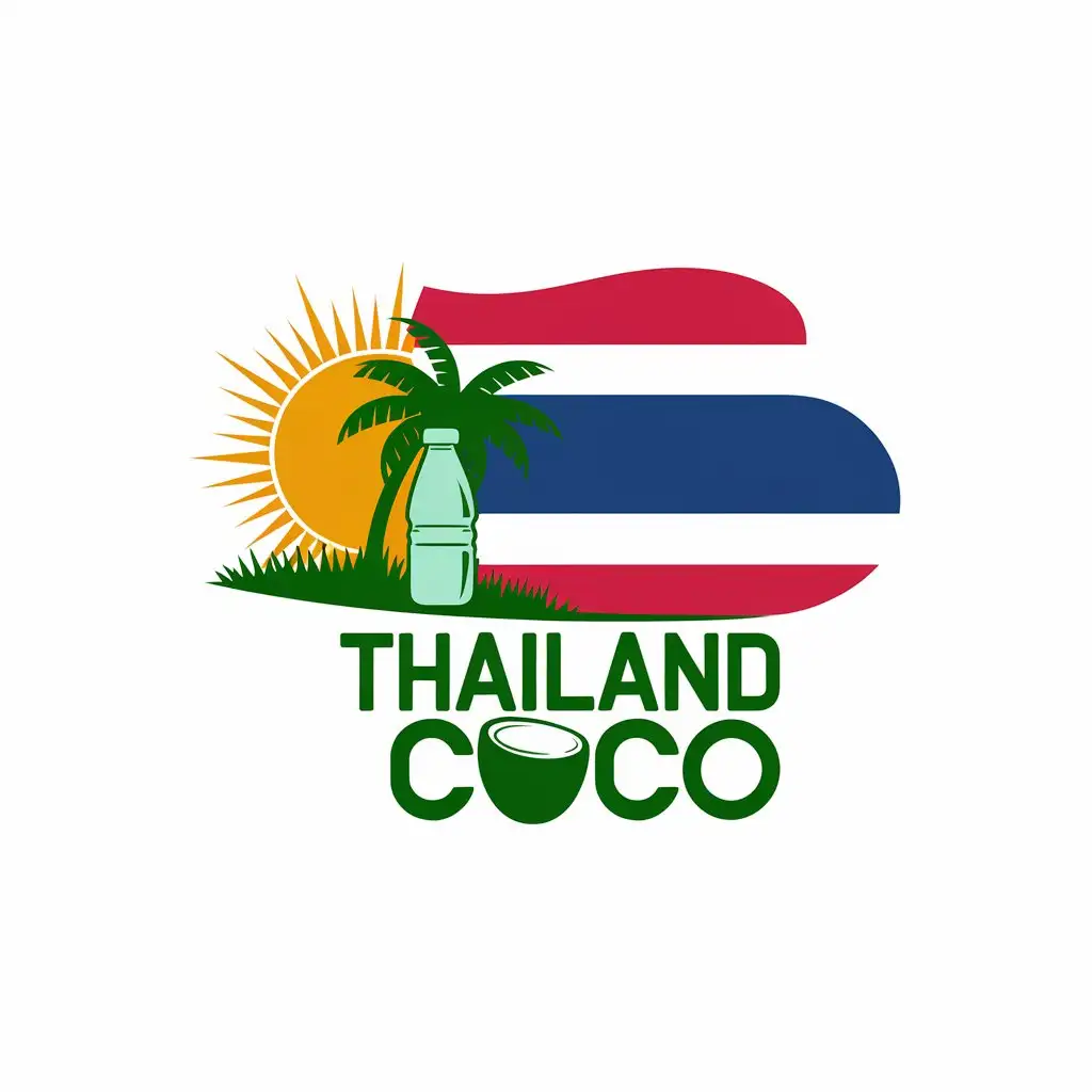 LOGO Design for Thailand COCO Sunlight Coconut Tree and Water Bottle Theme