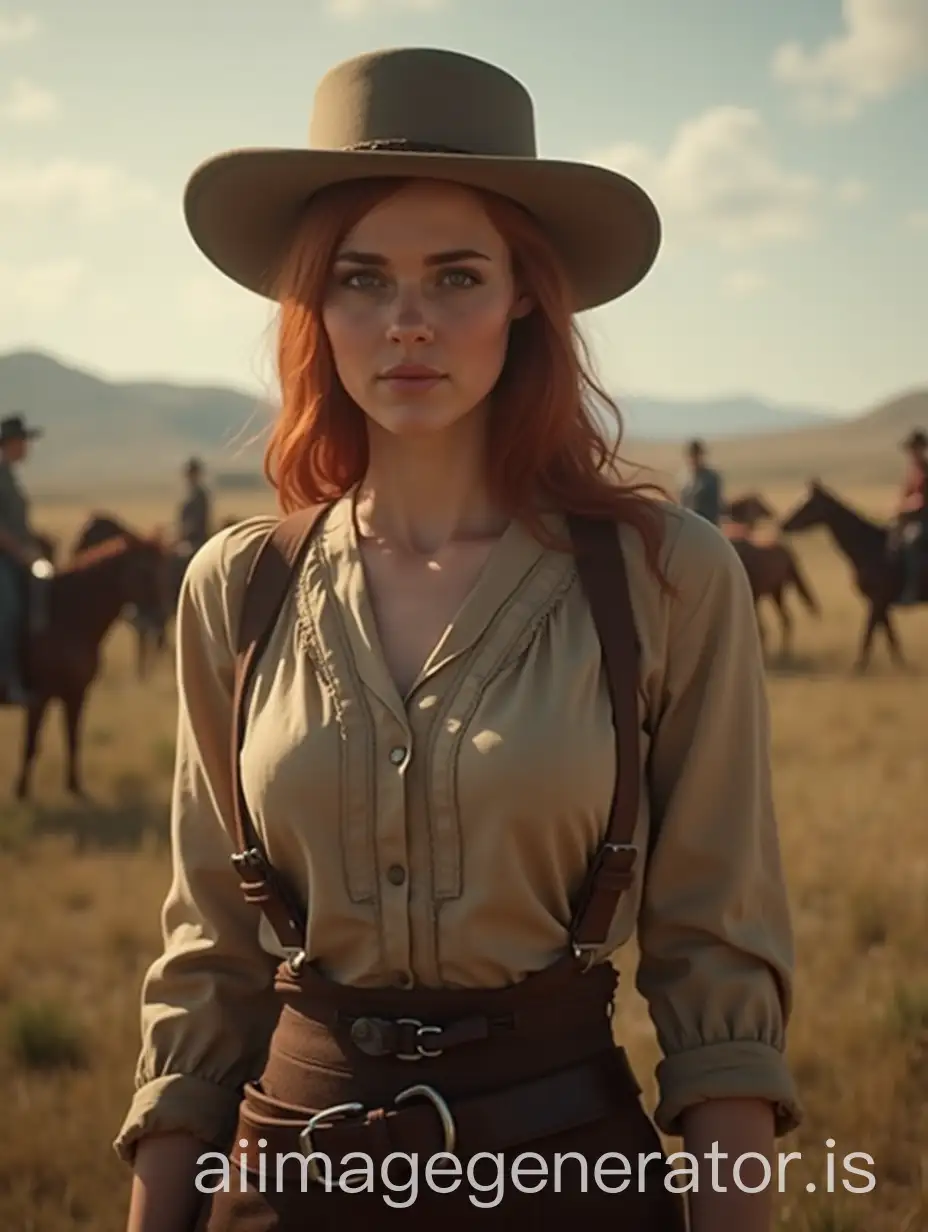 Woman-with-Red-Hair-on-a-1900s-Ranch-in-Red-Dead-Redemption-Style