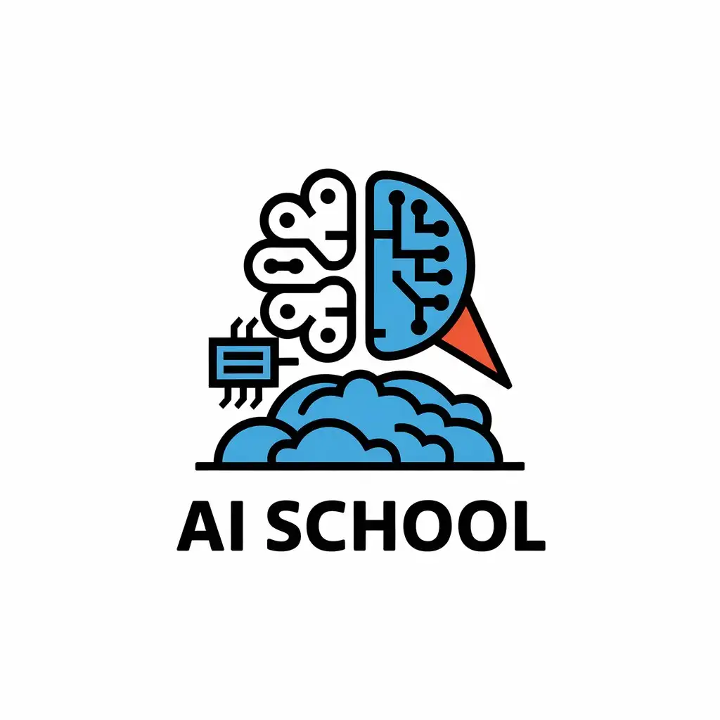 a vector logo design,with the text "AI school", main symbol:artificial intelligence,Moderate,be used in Internet industry,clear background