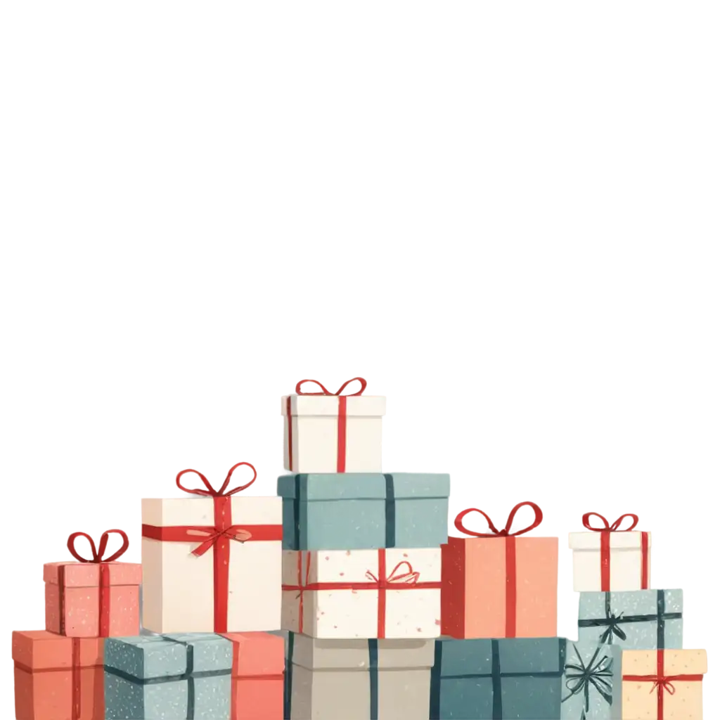 mountain of gifts, minimalist style