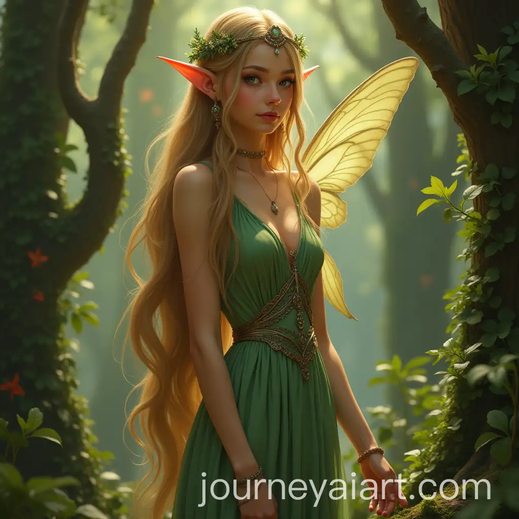 Fairy-Forest-Elf-Girl-in-Elegant-Dress-with-Tan-Skin