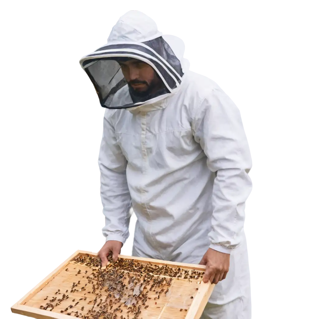 man with beekeeper suit