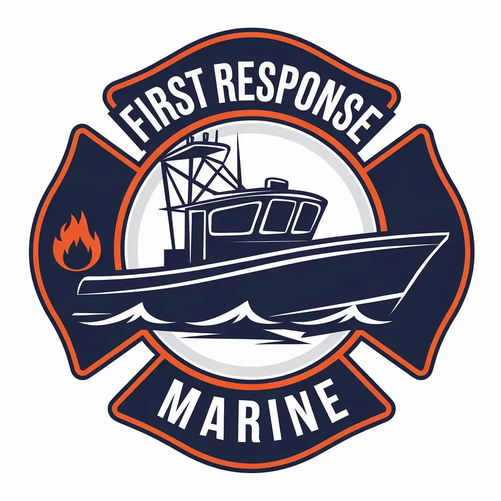 LOGO Design for First Response Marine Boat Fire Symbol with Technology Industry Focus