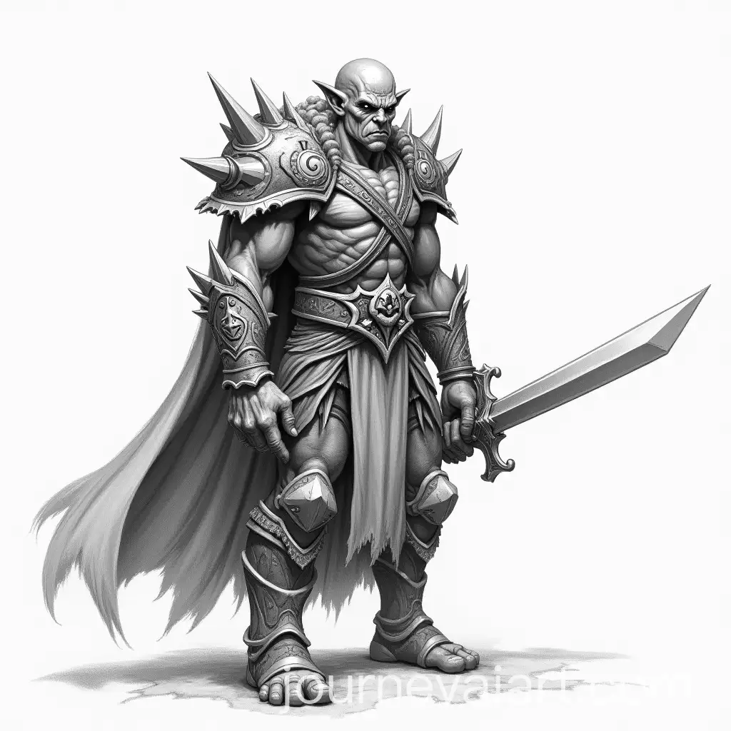 OrcStyle-Dungeons-and-Dragons-Sketch-with-Greatsword-in-Pencil-and-Grey-Scale