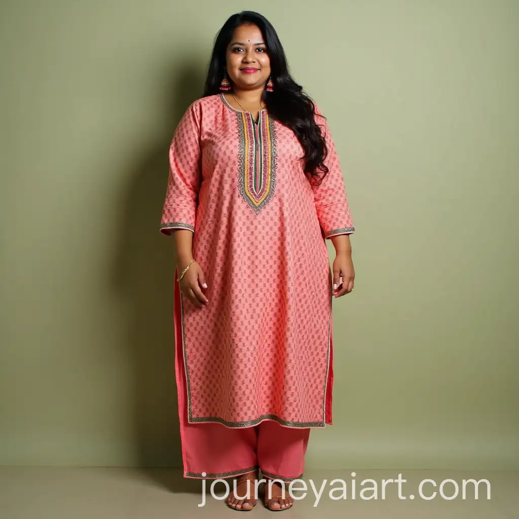 PlusSize-Tamil-Women-in-Elegant-Kurtas-Against-a-Clean-Background