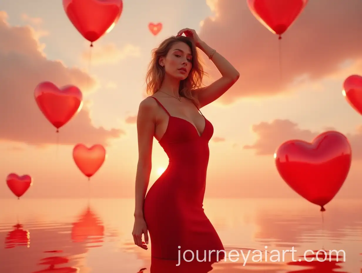 HighFashion-Campaign-Featuring-Woman-in-Dreamlike-Love-Scene-with-HeartShaped-Balloons