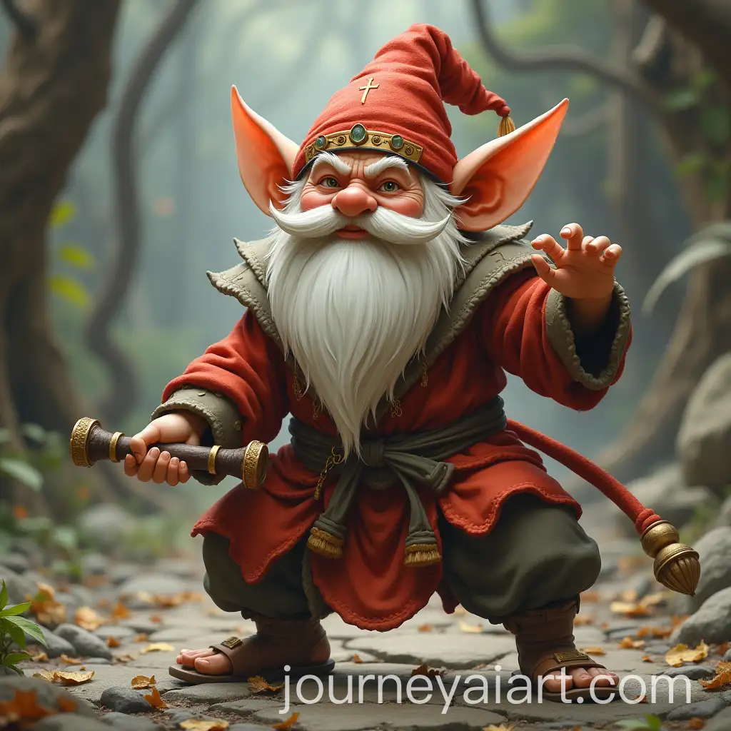 Fantasy-Gnome-Monk-Performing-Kata-with-Focus-and-Dedication