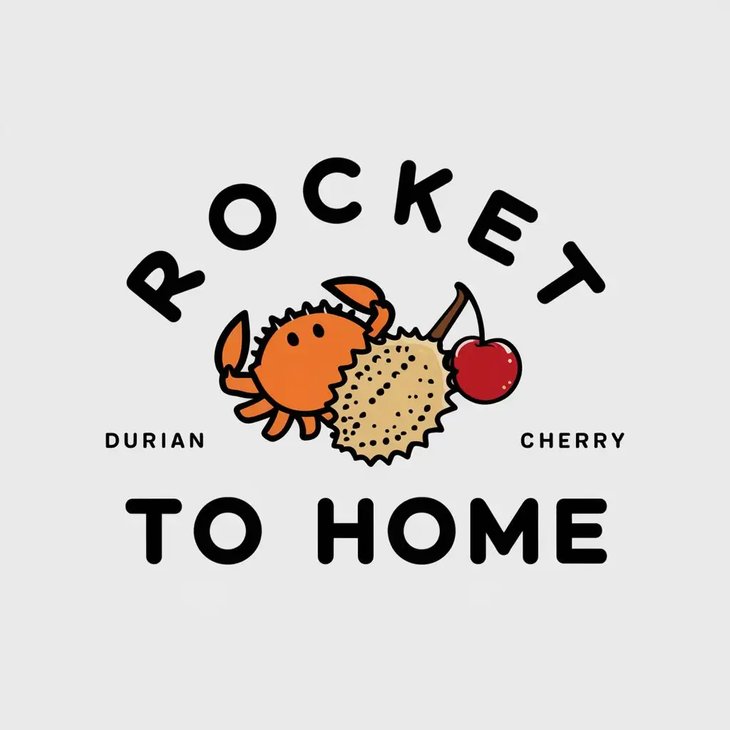 a vector logo design,with the text "rocket to home", main symbol:crab durian lobster cherry,Moderate,be used in Retail industry,clear background