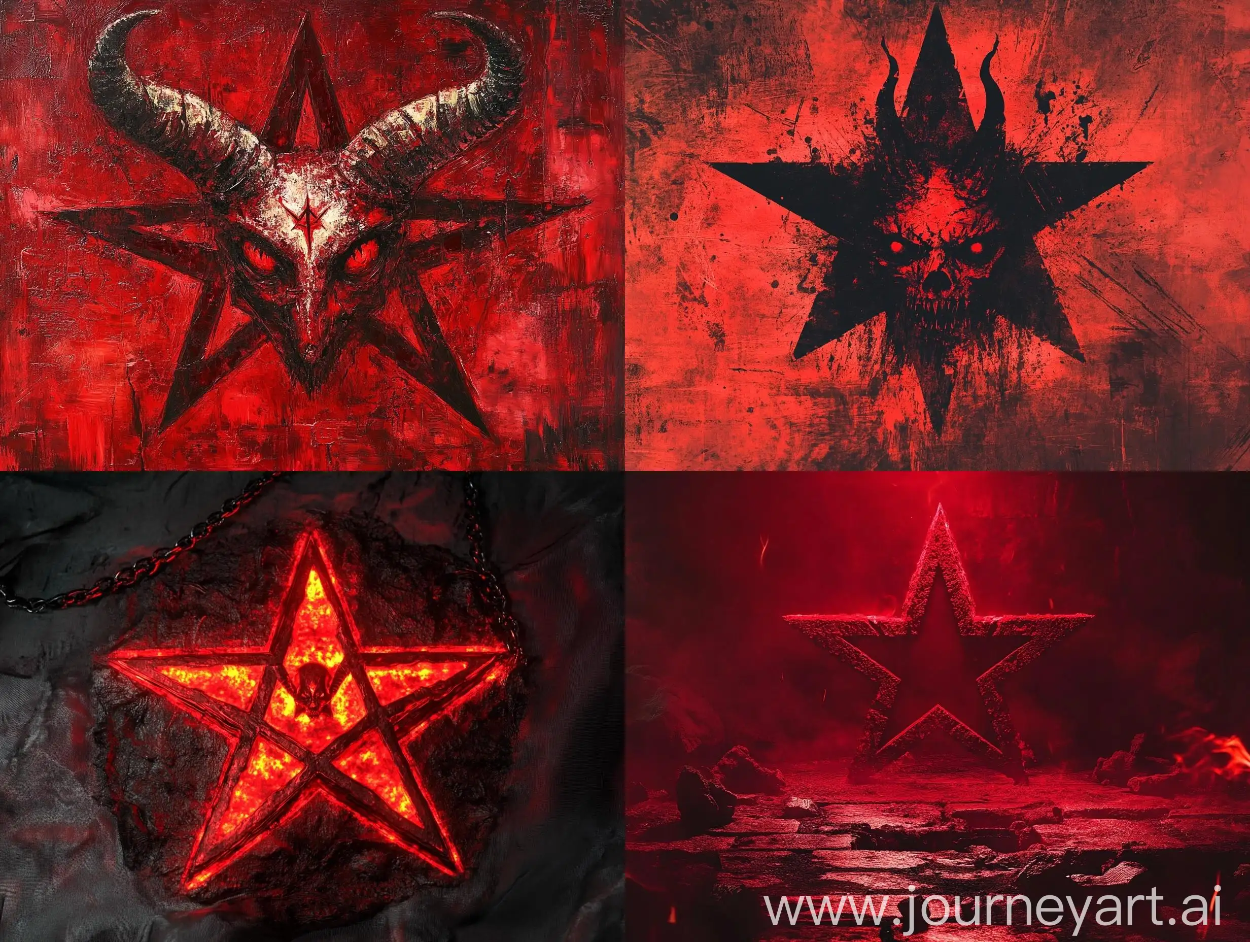 Red-Satanic-Star-in-Abstract-Composition