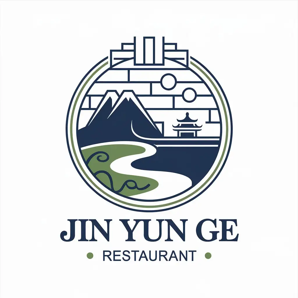 a vector logo design,with the text "Jin Yun Ge", main symbol:circular,Moderate,be used in Restaurant industry,clear background