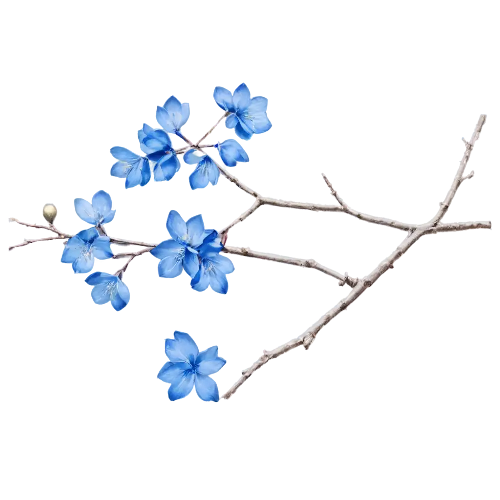 Blue-Lush-Flowers-on-aPNG-Image-Usage-Analysis-Branch-PNG-Image-for-Creative-Design-and-Digital-Projects