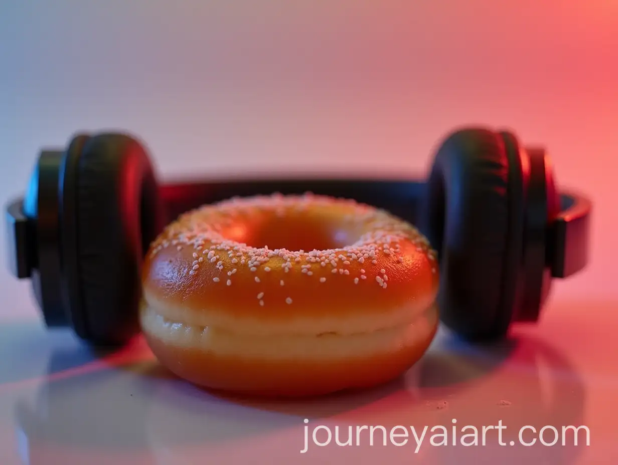 Sufganiya-Doughnut-with-Headphones-in-a-Colorful-Atmosphere