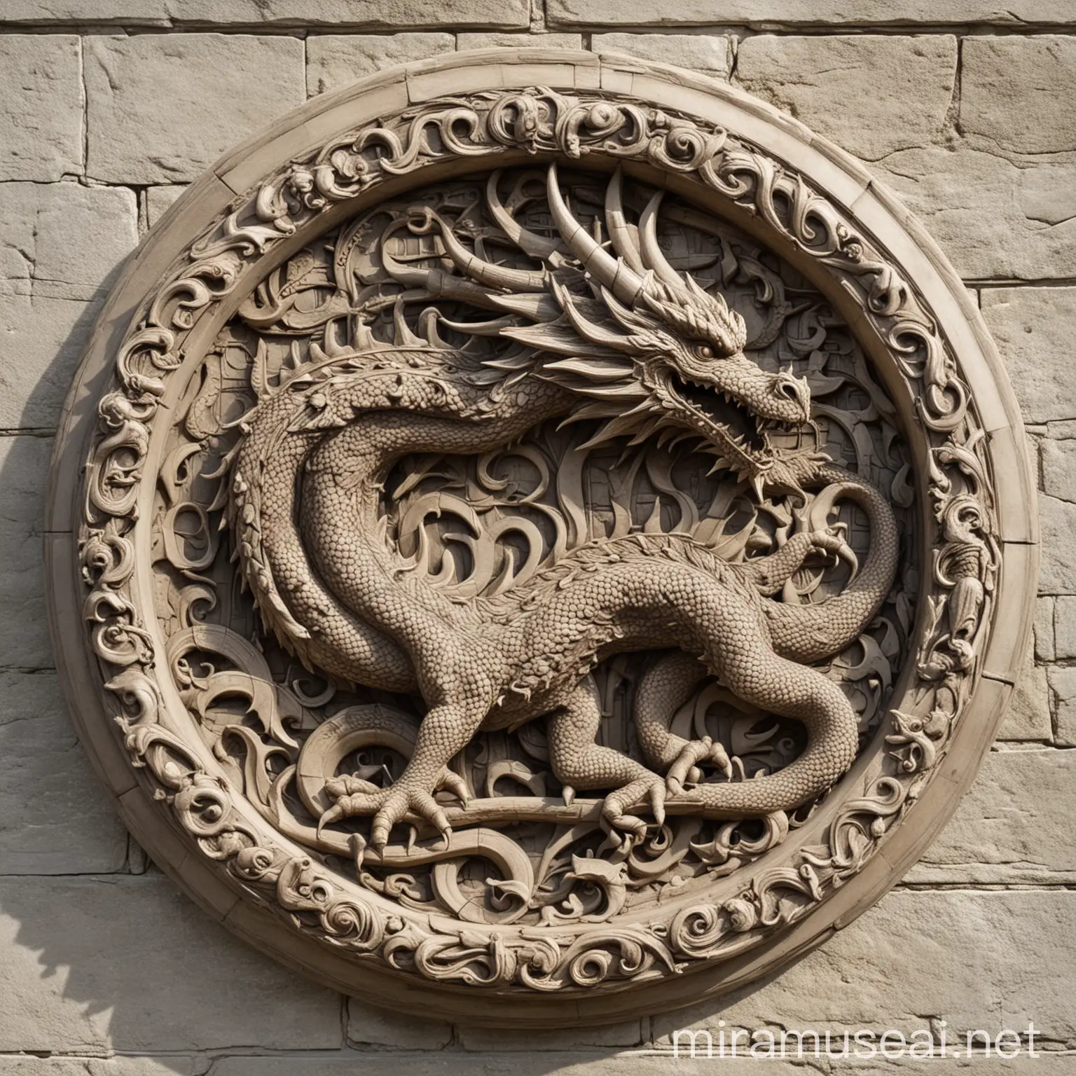 Circular BasRelief Dragon