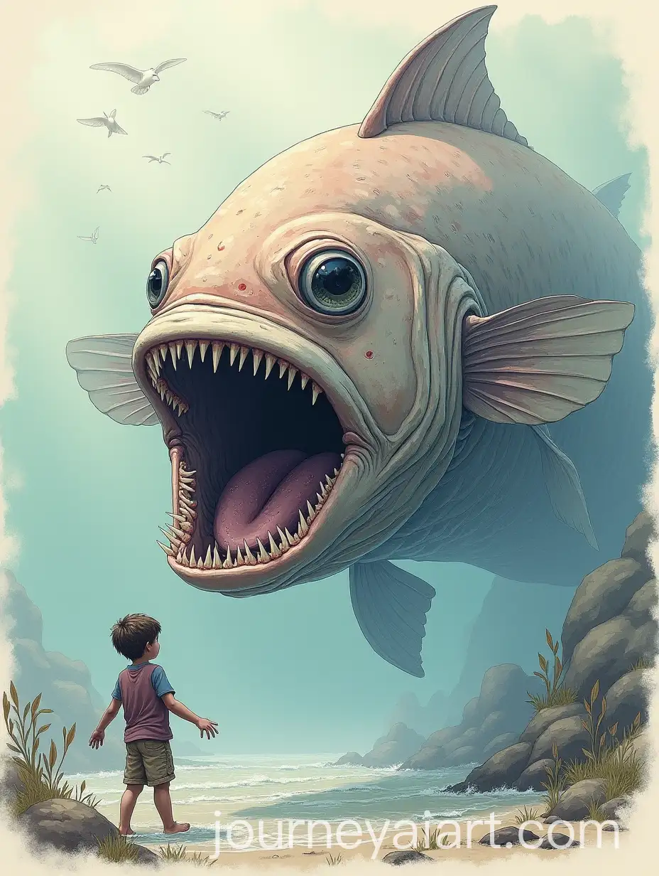 Giant-Himantolophidae-Fish-Looming-Over-Human-Ready-to-Devour