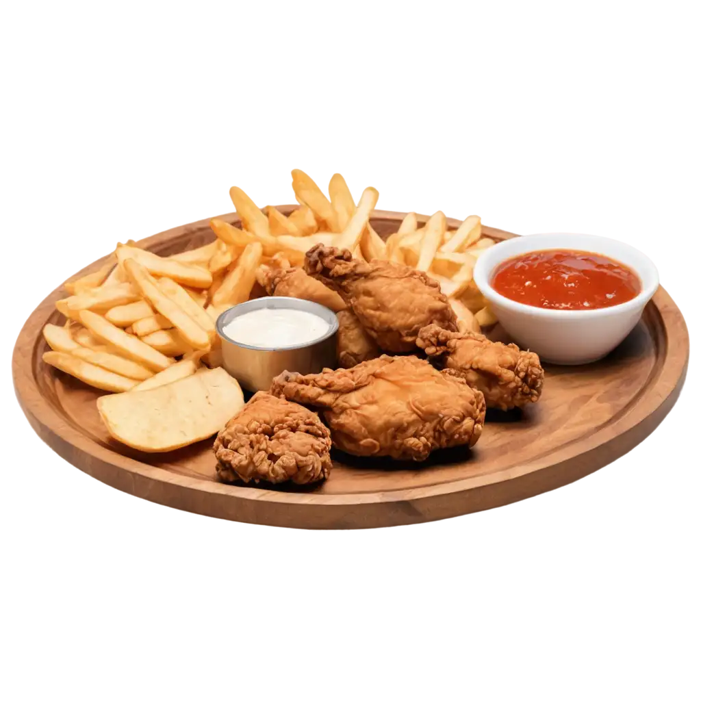 Delicious-Fried-Chicken-with-Chips-and-Sauce-PNG-Image-for-Culinary-Creativity