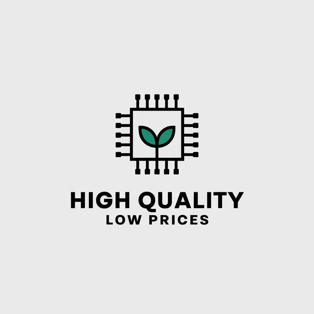 LOGO Design for High Quality Low Prices Minimalistic Electronic Leaf Symbol for Technology Industry