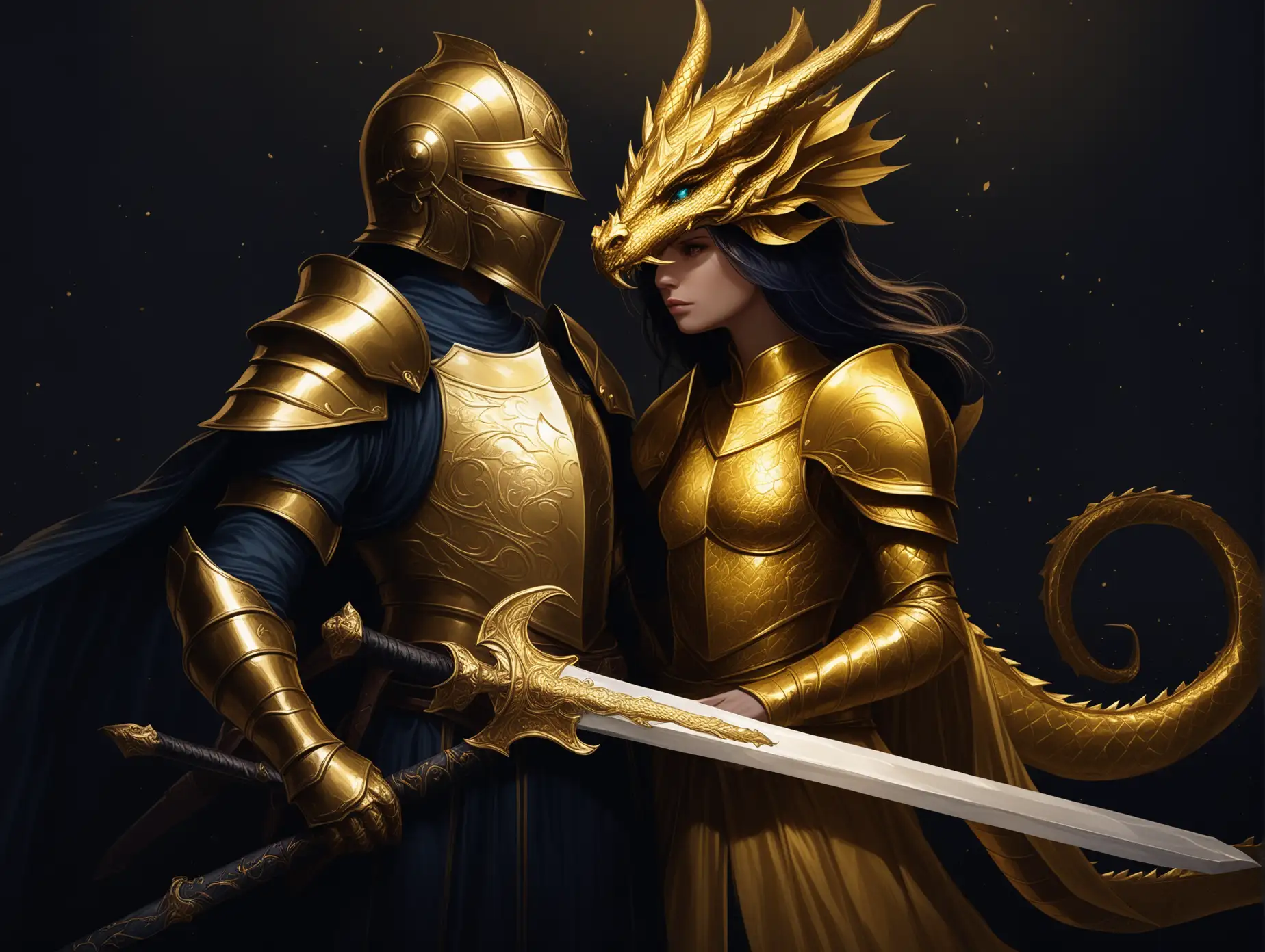 DragonGuarded-Sword-and-Golden-Dragon-Helmet-in-Dark-Setting