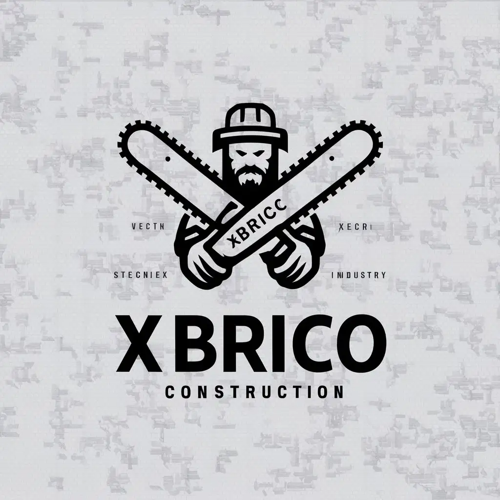 LOGO-Design-For-XBRICO-Lumberjack-and-Chainsaw-Vector-Symbol-for-Construction-Industry