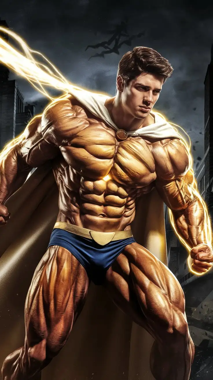 Muscular-27YearOld-Superhero-with-Luminous-Golden-Power