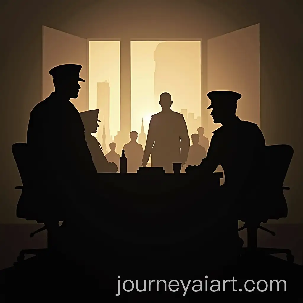 Silhouettes-of-Modern-Military-Commanders-Planning-Battle-in-a-War-Room