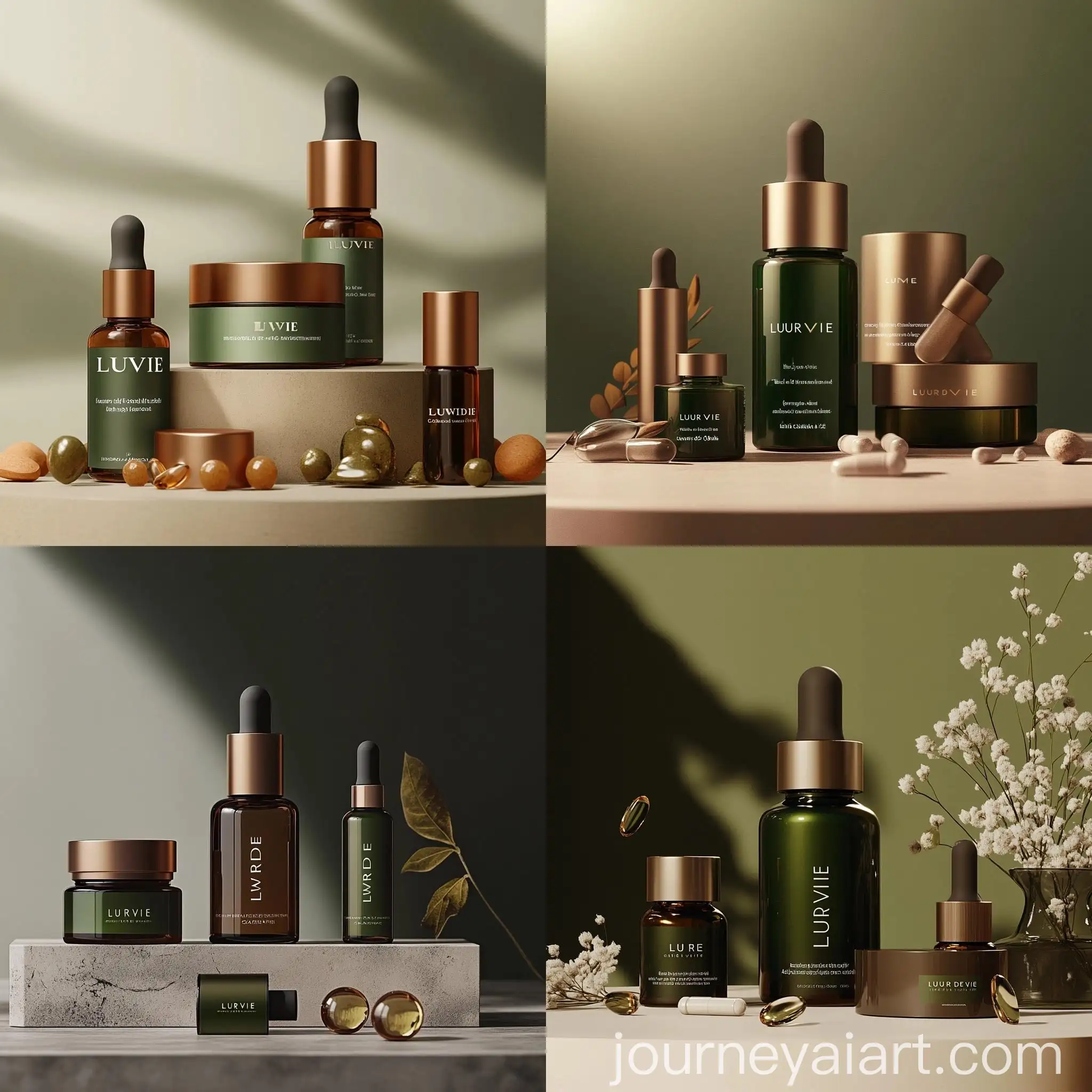 Luxury-Collagen-Supplements-and-Skincare-Products-in-Minimalistic-Brown-and-Green-Background