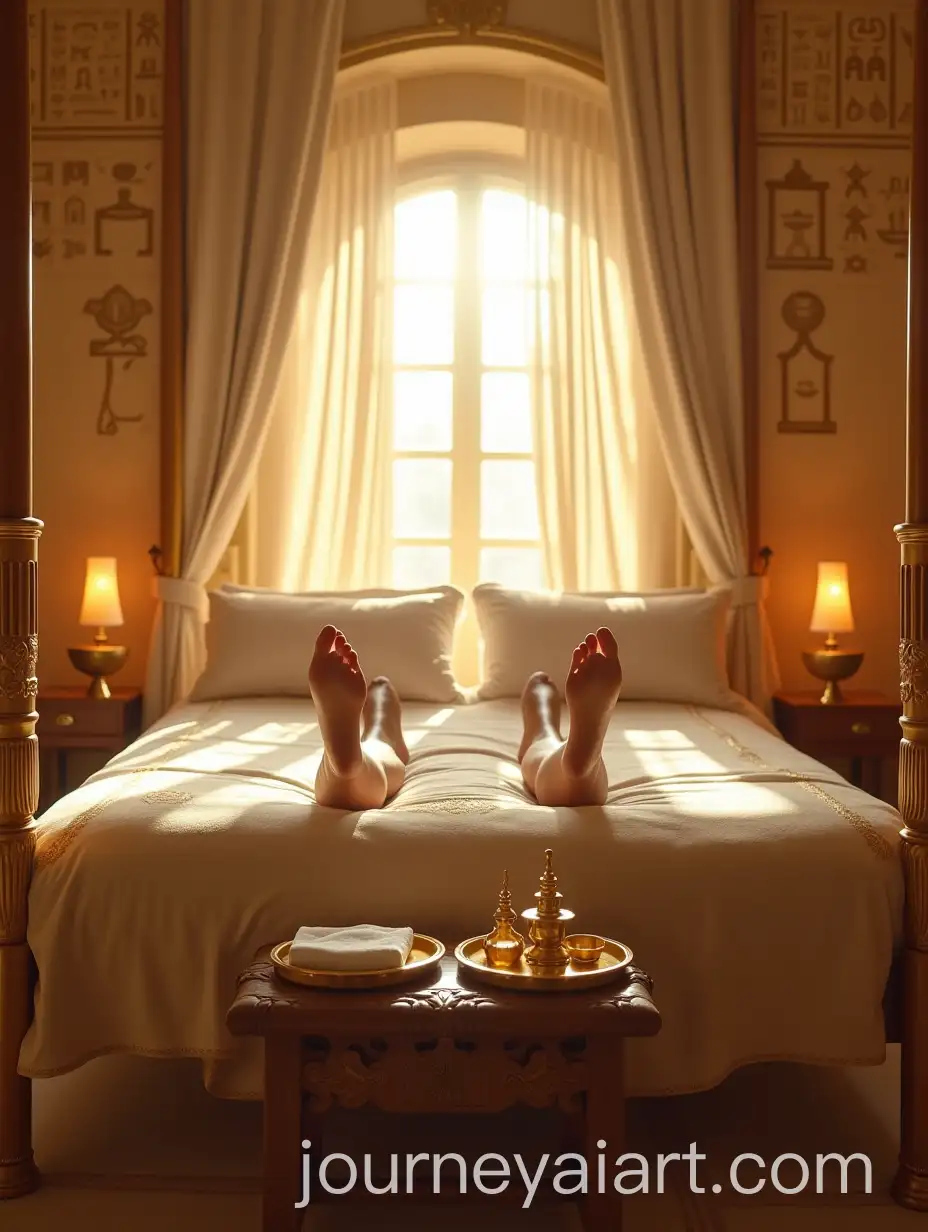 Royal-Bedroom-in-Ancient-Egypt-with-GoldenAI-Image-Prompt-ExpansionFramed-Cedar-Bed-and-Hieroglyphic-Walls