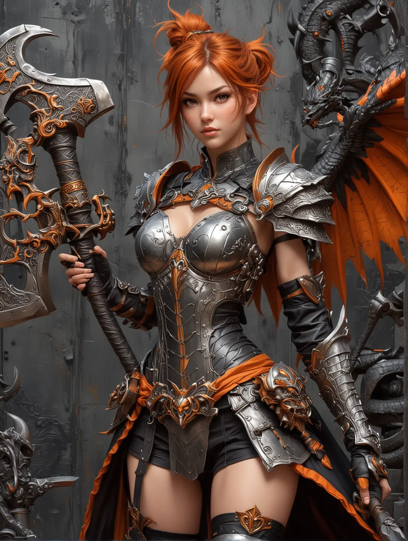 Fantasy-Valkyrie-Warrior-with-Giant-Axe-in-Dragon-Wall-Setting