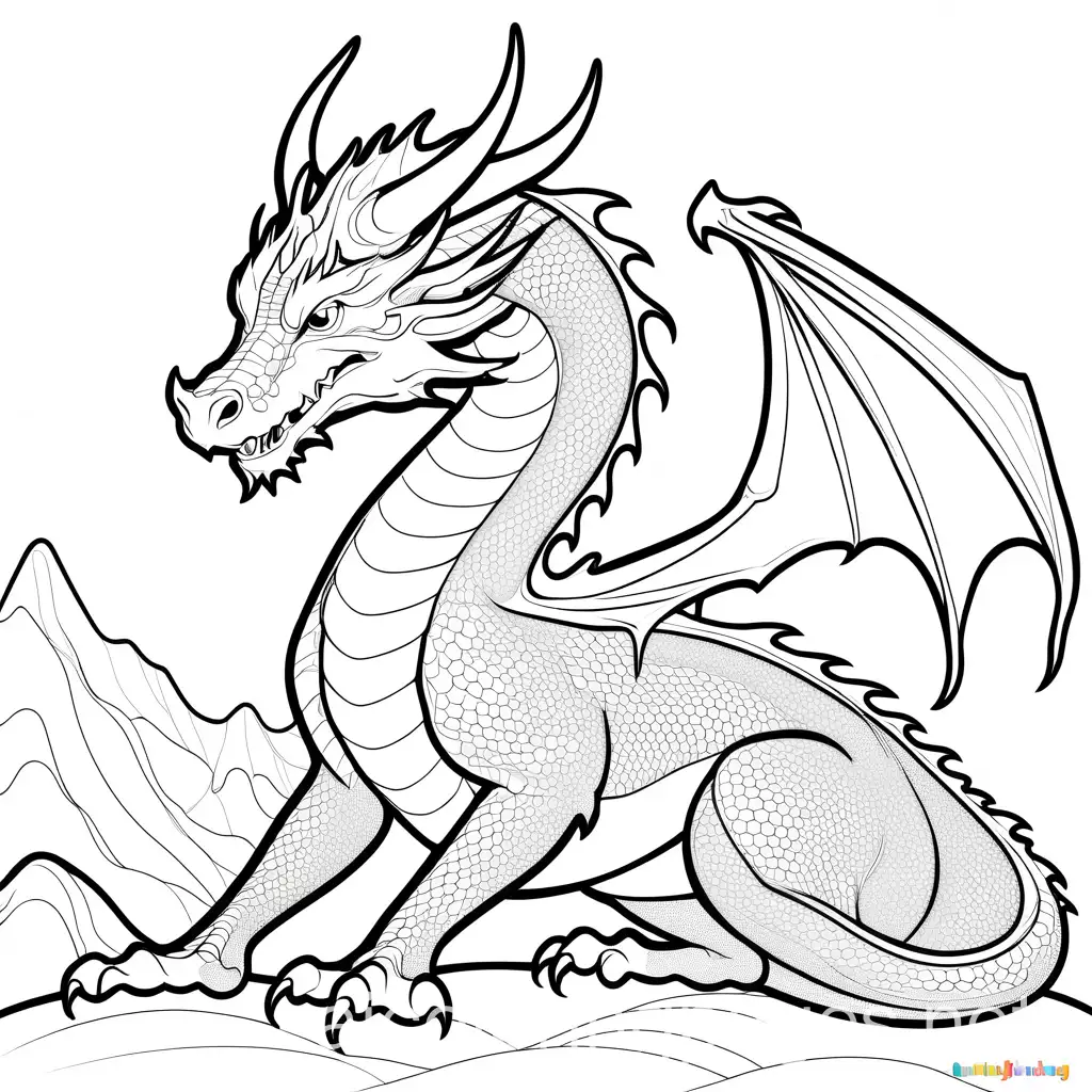 Simple-Dragon-Coloring-Page-on-White-Background