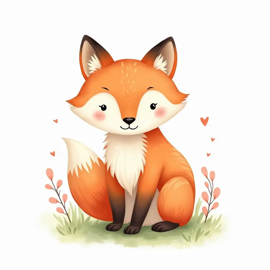Cute-Fox-Watercolor-Illustration-for-Printing-Template