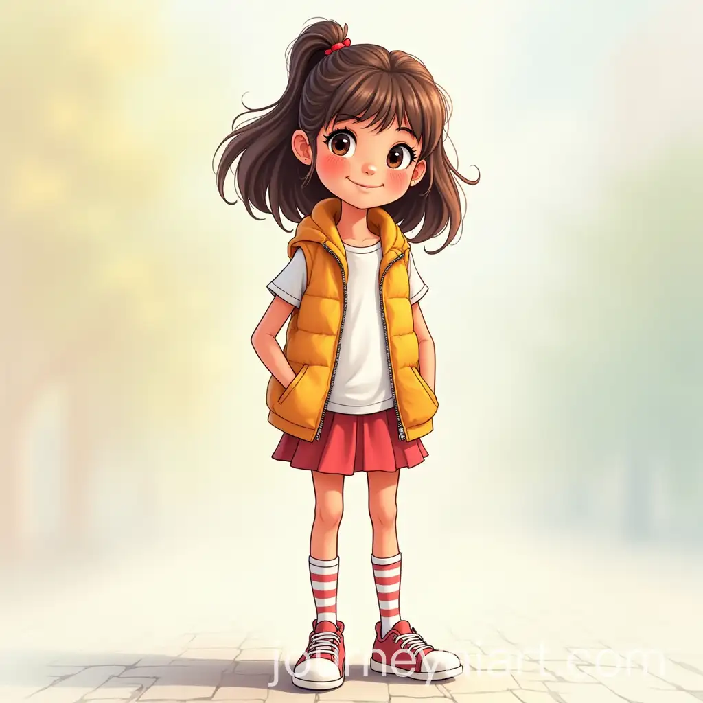 Cute-Girl-in-Bright-Colorful-Outfit-on-Pavement-for-Childrens-Drawing