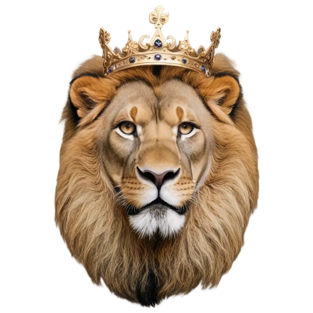 PNG-Lion-with-Crown-HandMade-Black-Image-on-White-Background