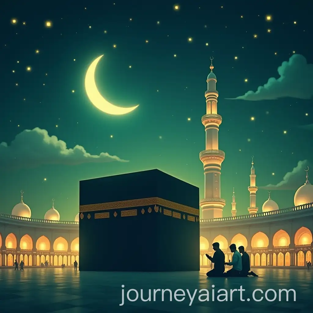 Moonlit-Night-atAI-Image-Expansion-The-Prophets-Mosque-and-Kaaba-with-Praying-Muslims