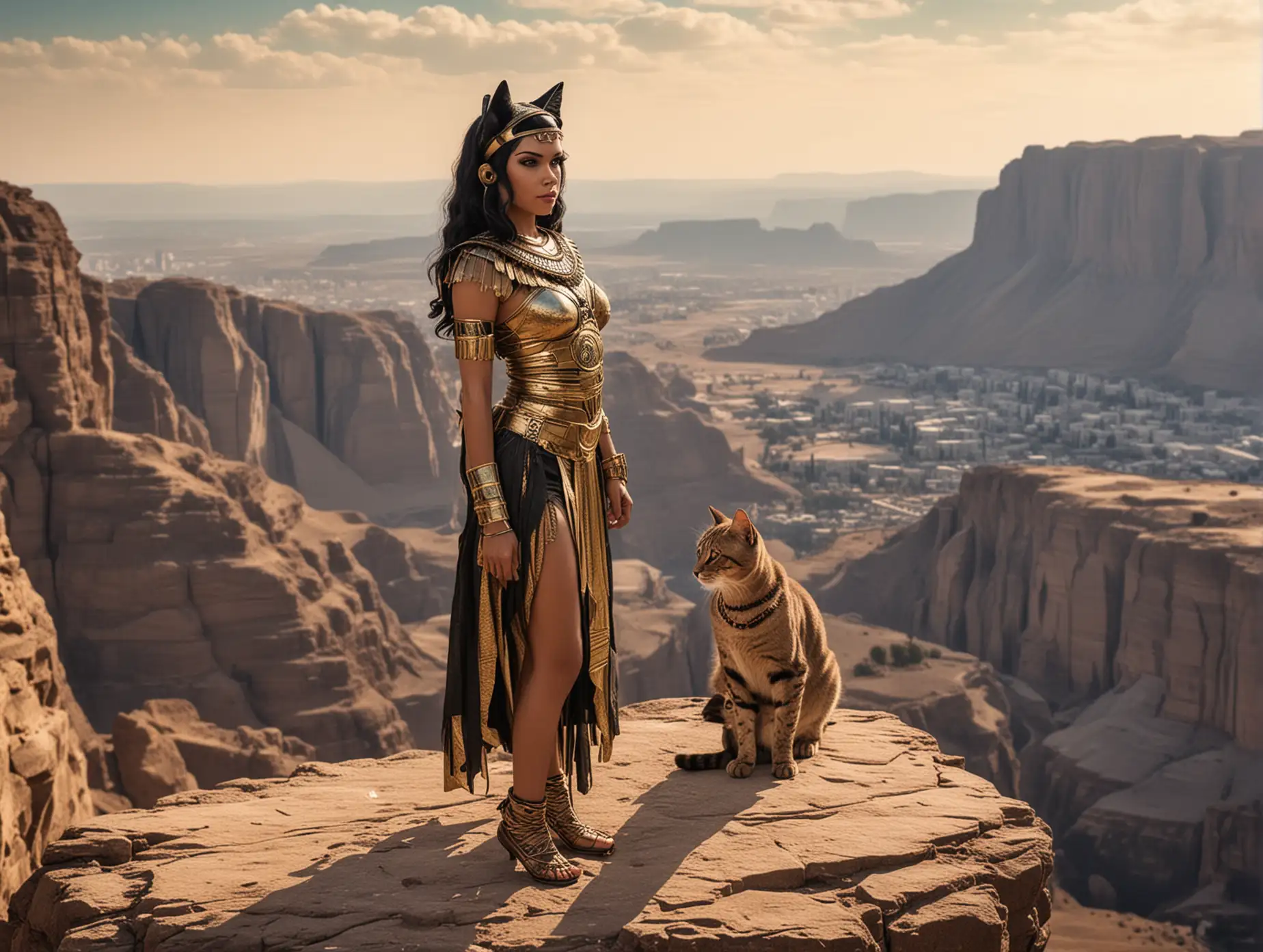 Cleopatra-with-Cat-Ears-Standing-on-Cliff-Edge