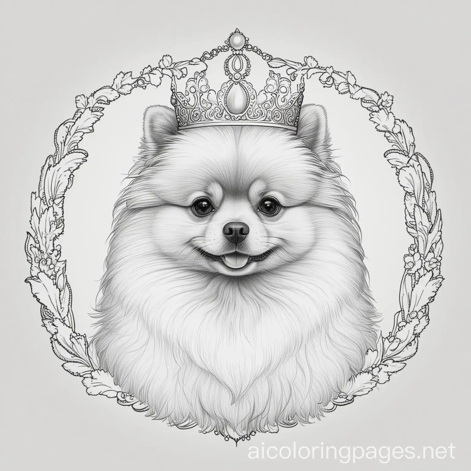 Pomeranian-Princess-Coloring-Page