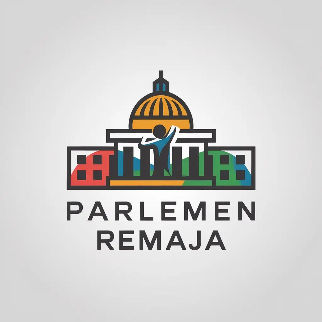 LOGO Design for Parlemen Remaja Government Building Youth Figure Raising Hand Theme