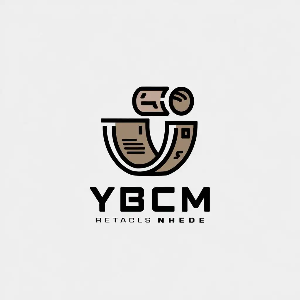 a vector logo design,with the text "YBCM", main symbol:Main elements: YBCM, combining YBCM and protective membrane into circular and scrolls, rectangular and board materials, scratches and protection,Minimalistic,be used in Retail industry,clear background