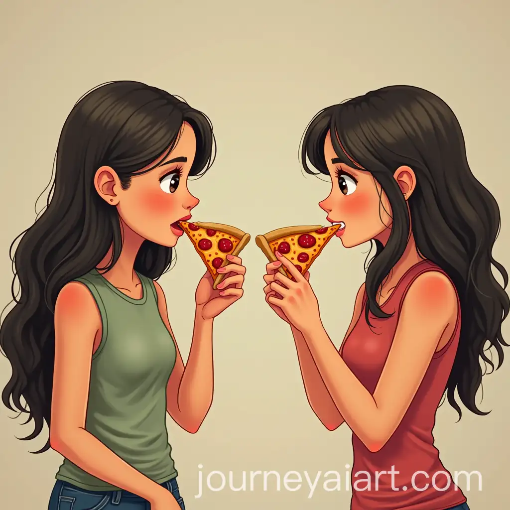 American-and-Italian-Girls-Enjoying-Pizza-Together