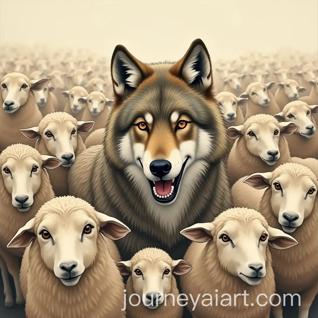 Wolf-Among-Sheep-with-TreacherAI-Image-Prompt-Expansionous-Smile