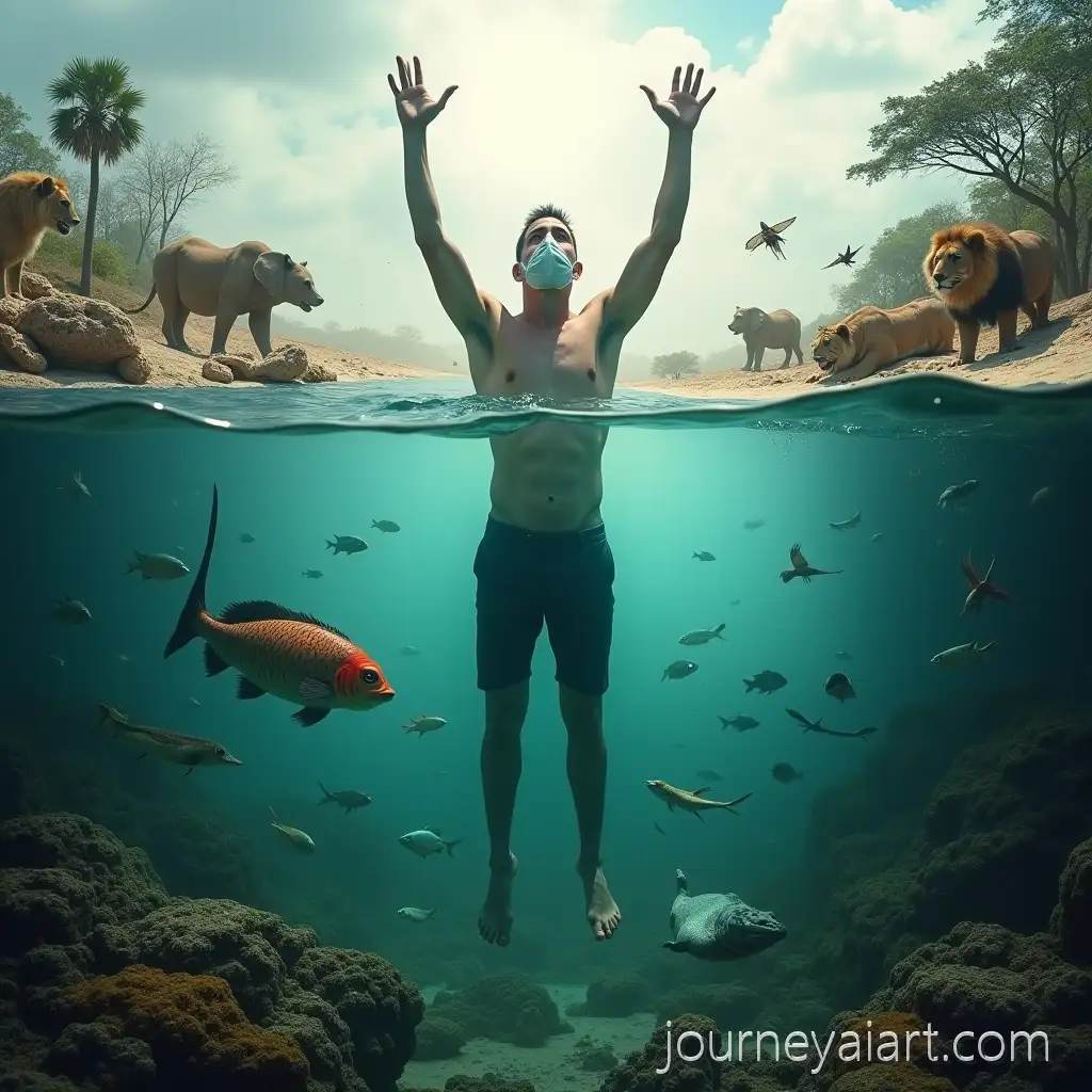 Human-Figure-Amidst-Apocalyptic-Ocean-and-Dying-Wildlife